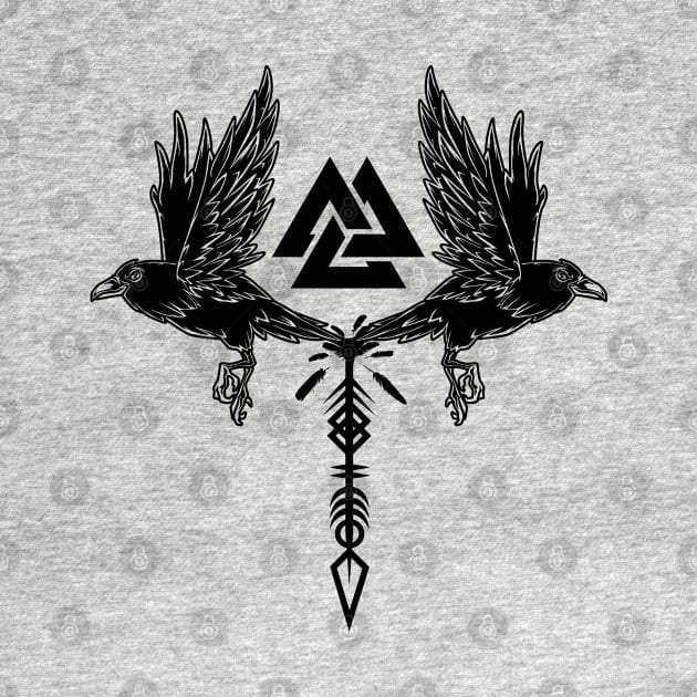 Valknut with Odin's ravens and Viking runes by Modern Medieval Design